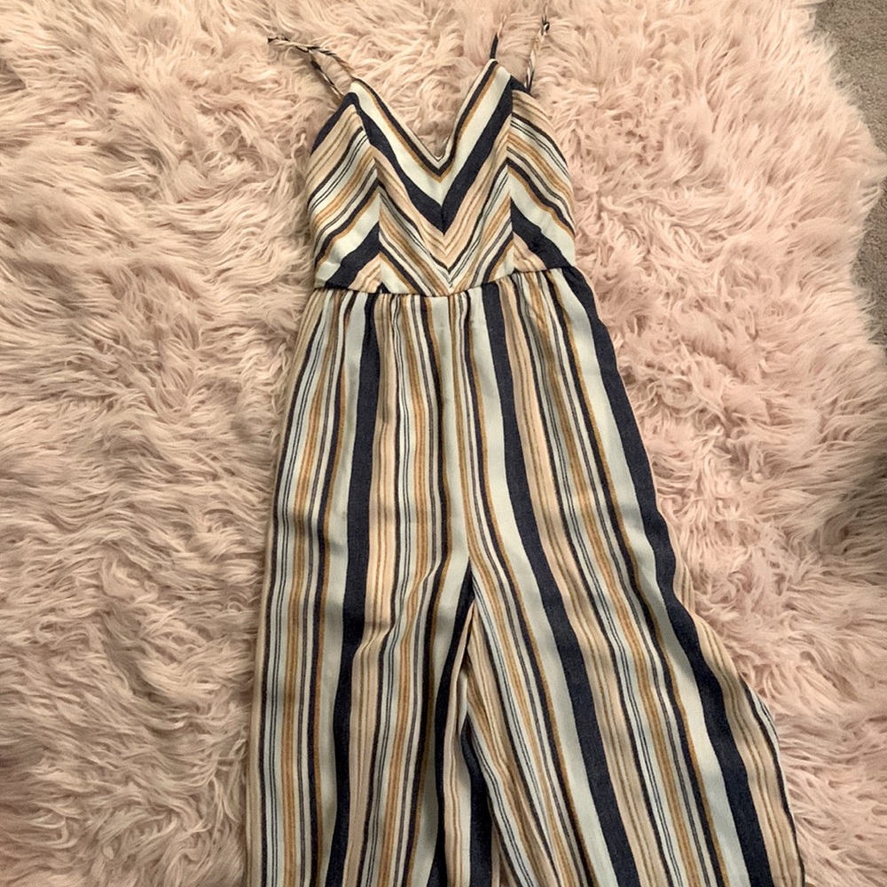 blue orange pink striped jumpsuit tank top jumpsuit with pants cute romper